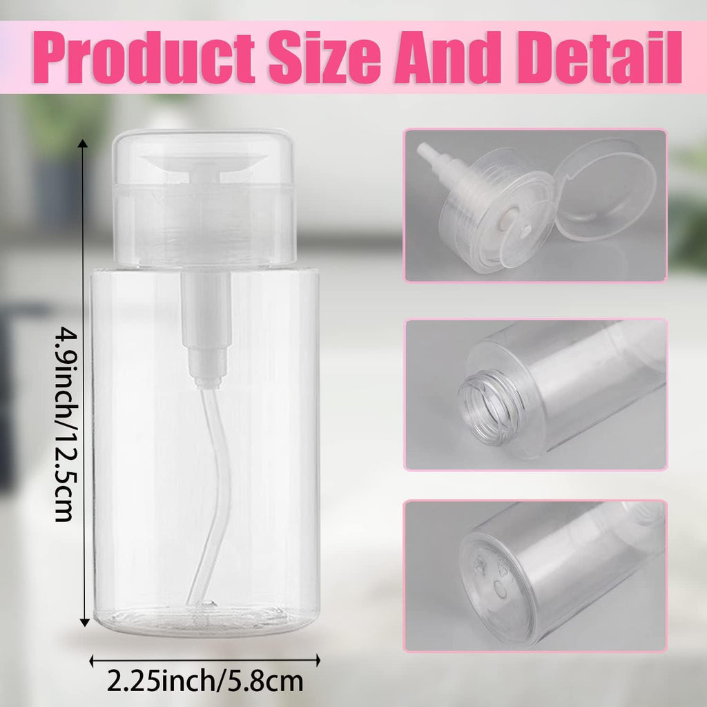 DNSEN 3 Pack Push Down Pump Dispenser Empty Push Top Bottles Containers for Nail Polish Makeup Remover Micellar Water Facial Toner 6.7oz/200ML