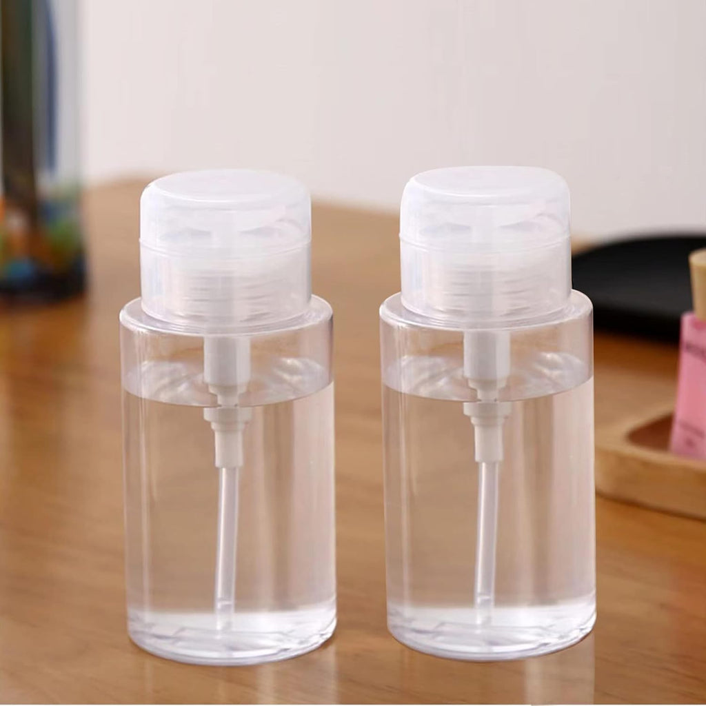 DNSEN 3 Pack Push Down Pump Dispenser Empty Push Top Bottles Containers for Nail Polish Makeup Remover Micellar Water Facial Toner 6.7oz/200ML