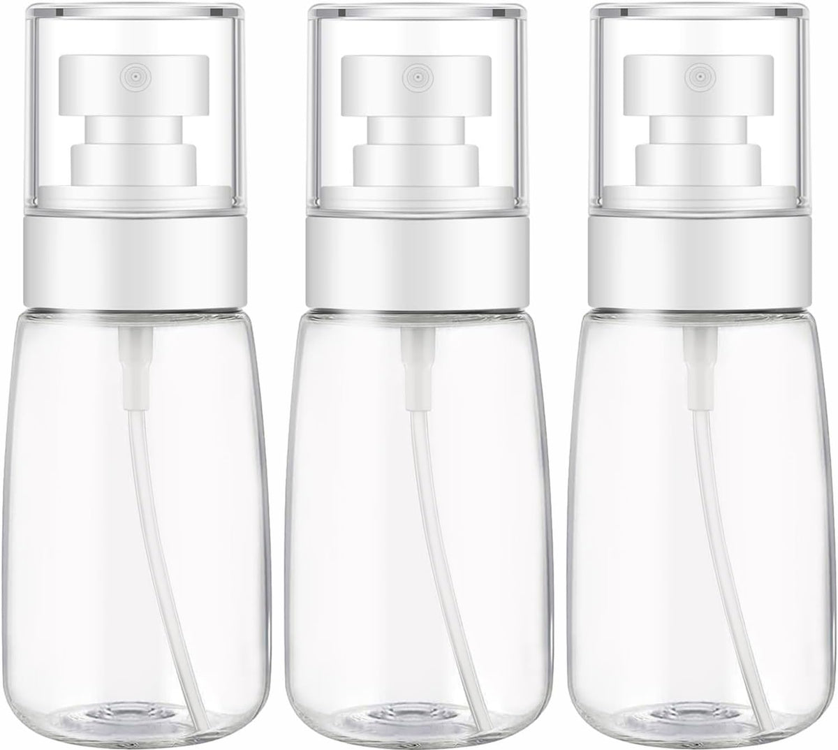 DNSEN 3 Pack 2oz/60ml Empty Fine Mist Clear Travel Size Spray Bottles Refillable Mini Water Sprayer for Hair Styling, Facial Mist, House Plants ,Cosmetics