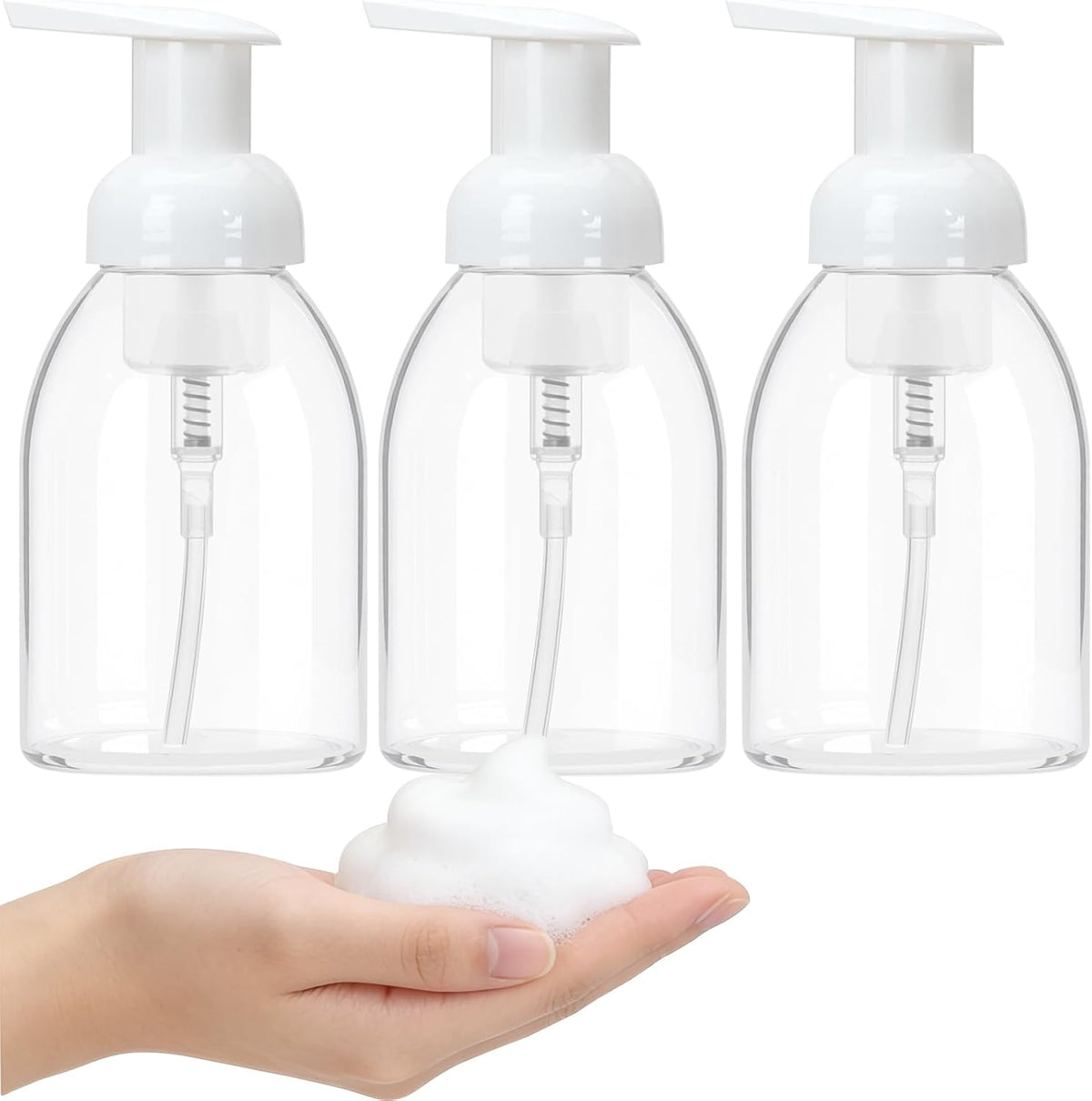 3 Pack 8oz Foaming Soap Dispenser Refillable Pump Bottle BPA Free Clear Plastic Refillable Pump Bottle Empty Containers for Liquid Shampoo and Hand Soap