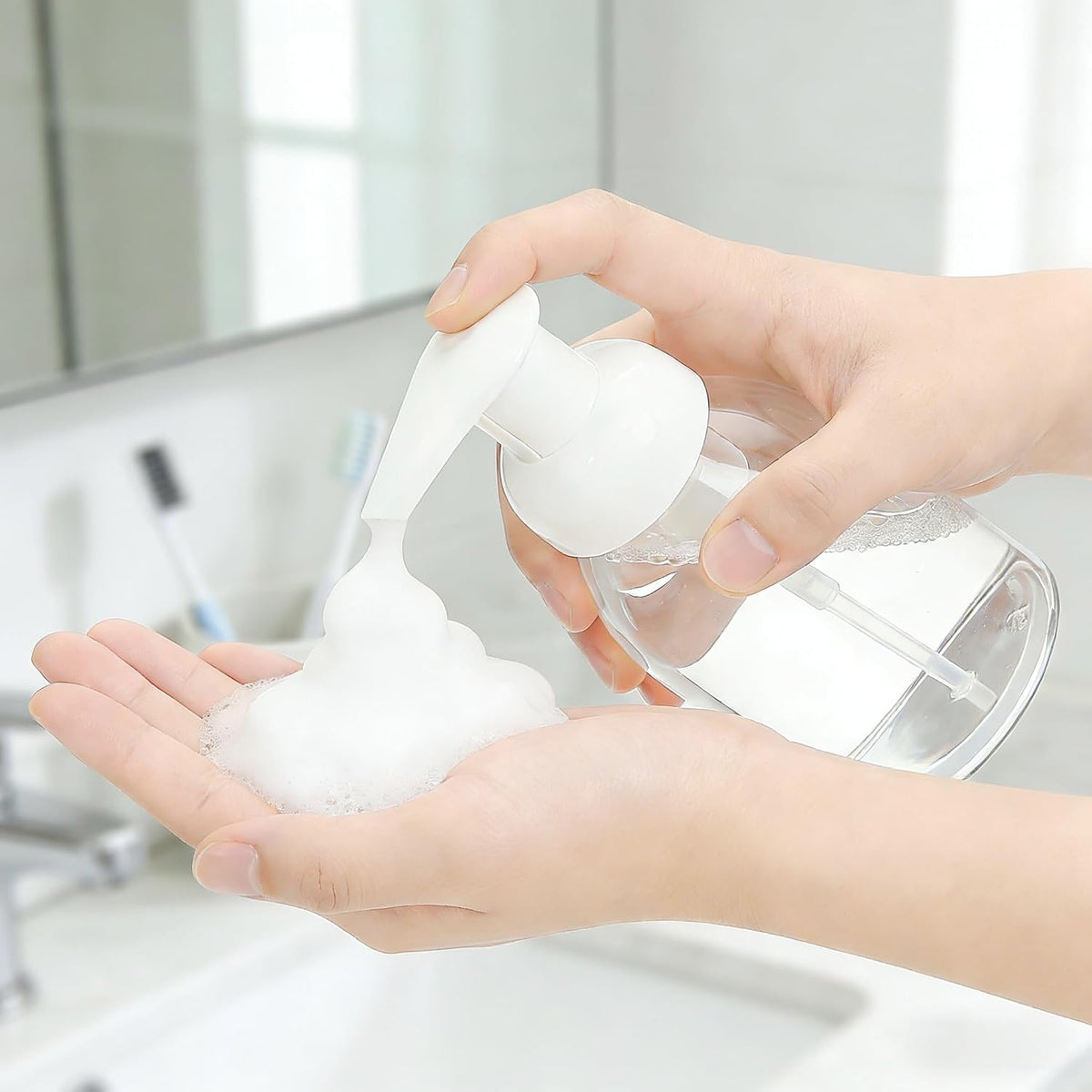 3 Pack 8oz Foaming Soap Dispenser Refillable Pump Bottle BPA Free Clear Plastic Refillable Pump Bottle Empty Containers for Liquid Shampoo and Hand Soap