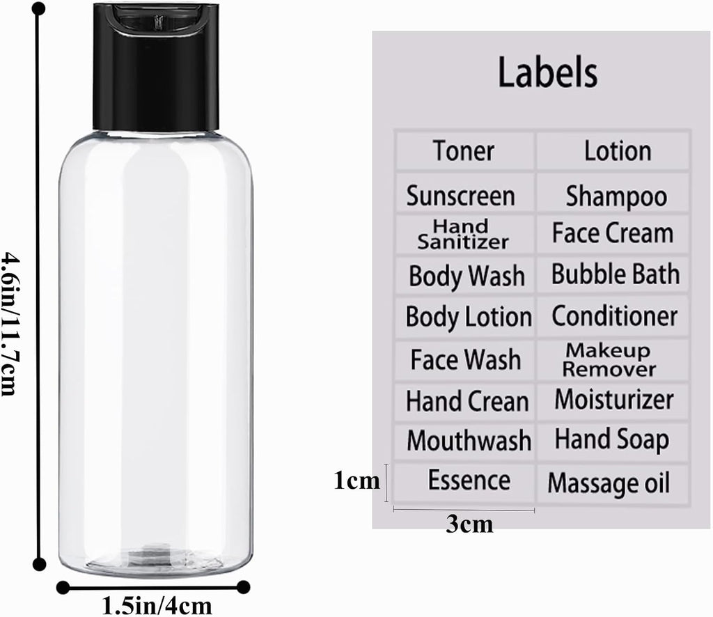 DNSEN 5 Pack 3.4 oz Travel Bottles for Toiletries TSA Approved Leakproof Plastic Empty Travel Size Bottles Containers with Labels