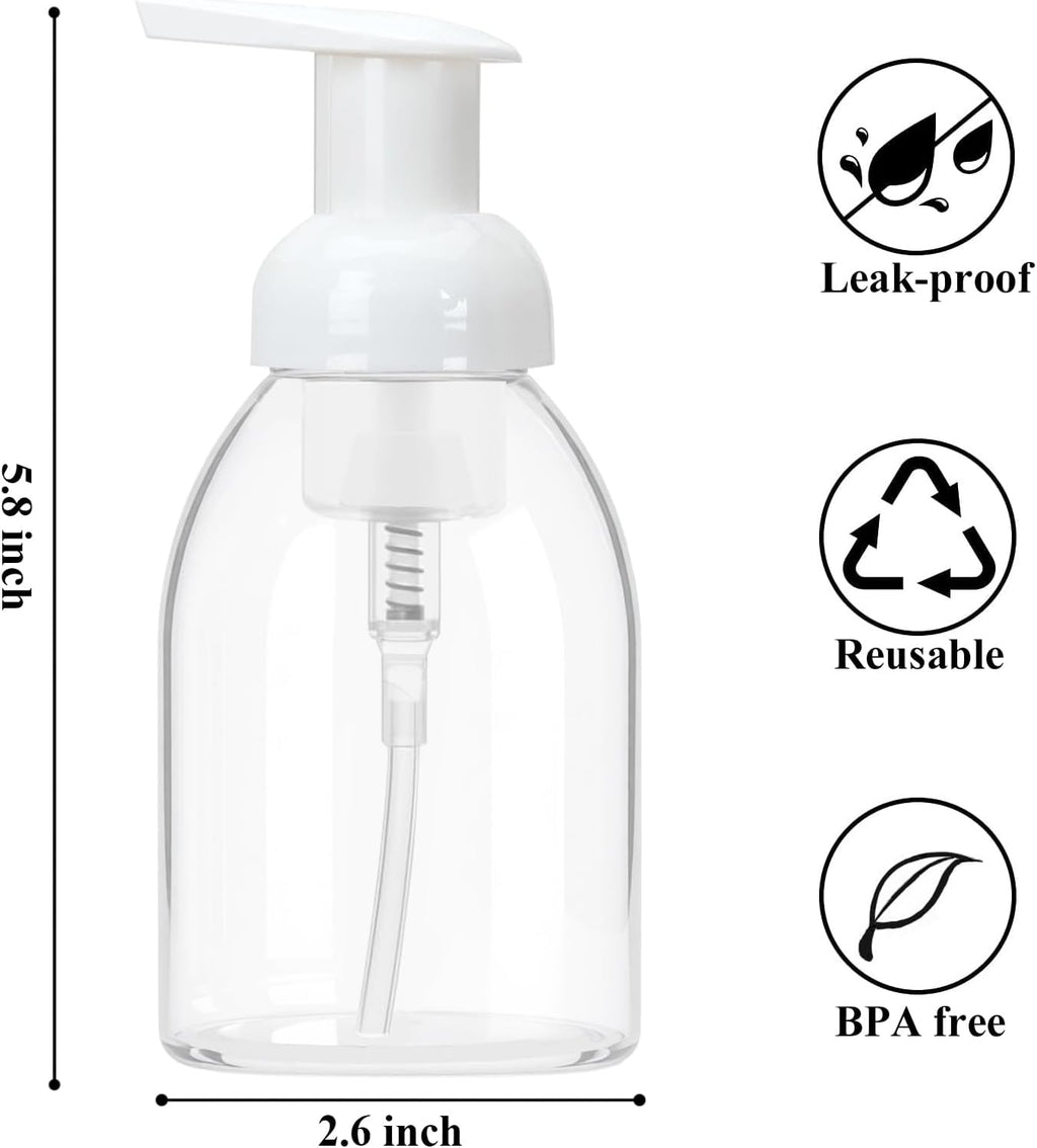 3 Pack 8oz Foaming Soap Dispenser Refillable Pump Bottle BPA Free Clear Plastic Refillable Pump Bottle Empty Containers for Liquid Shampoo and Hand Soap