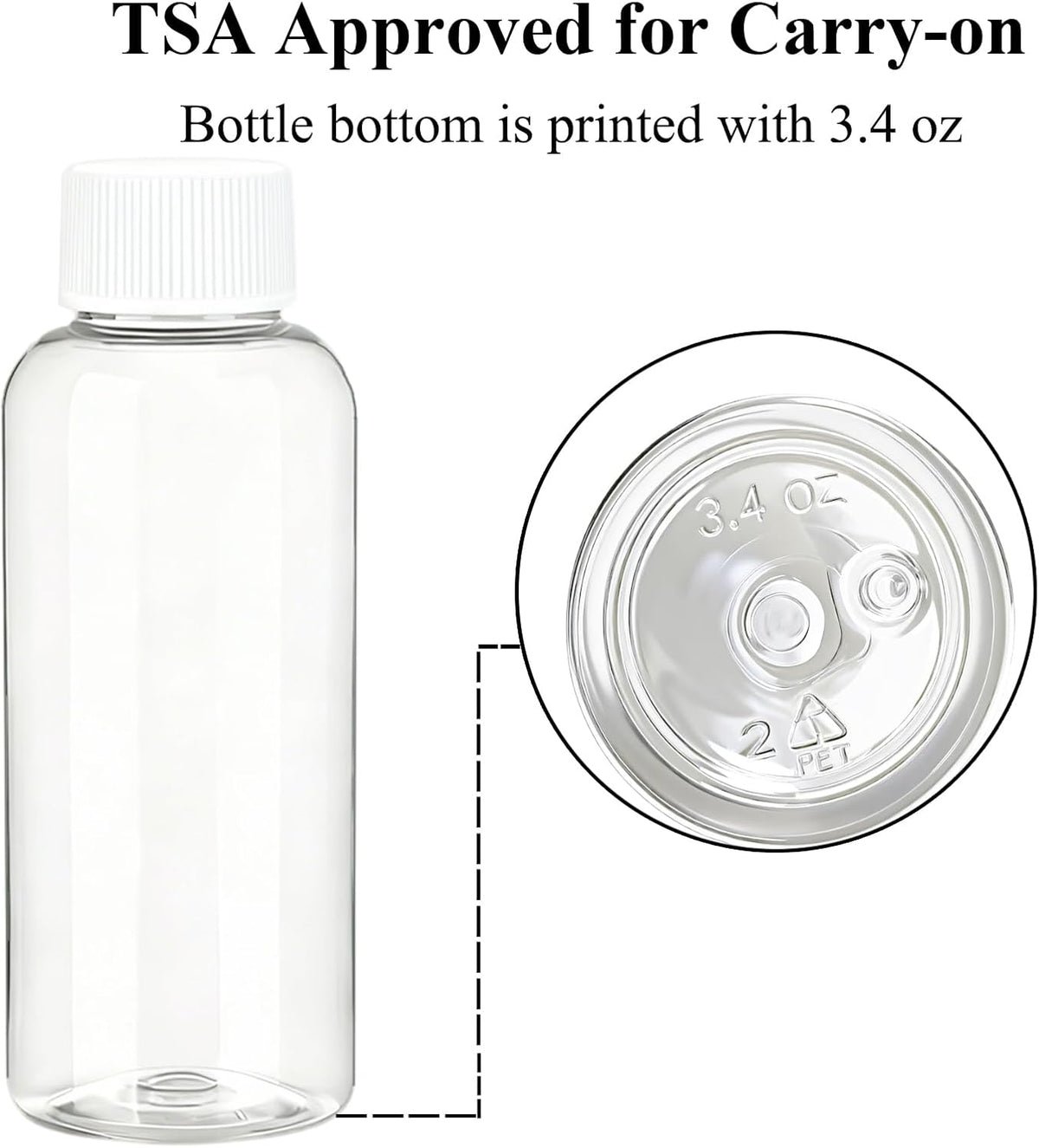 DNSEN Travel Size Empty Mouthwash Bottles 3.4 oz, White Screw Cap, Clear Toiletry Containers, 5 Pack