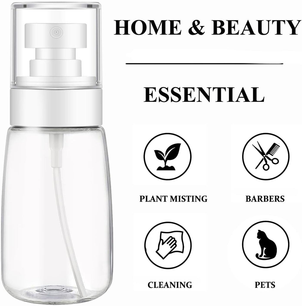 DNSEN 3 Pack 2oz/60ml Empty Fine Mist Clear Travel Size Spray Bottles Refillable Mini Water Sprayer for Hair Styling, Facial Mist, House Plants ,Cosmetics