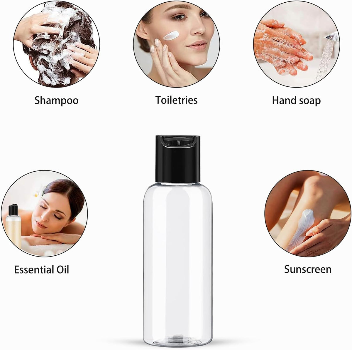 DNSEN 5 Pack 3.4 oz Travel Bottles for Toiletries TSA Approved Leakproof Plastic Empty Travel Size Bottles Containers with Labels