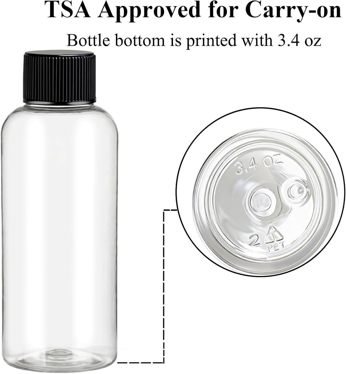 DNSEN Travel Bottles for Toiletries 3.4 oz Travel Size Mouthwash Bottles with Black Screw Cap, BPA Free Leak-Proof Portable Liquid Container 5 pack