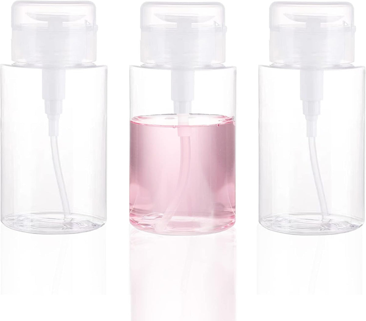 DNSEN 3 Pack Push Down Pump Dispenser Empty Push Top Bottles Containers for Nail Polish Makeup Remover Micellar Water Facial Toner 6.7oz/200ML
