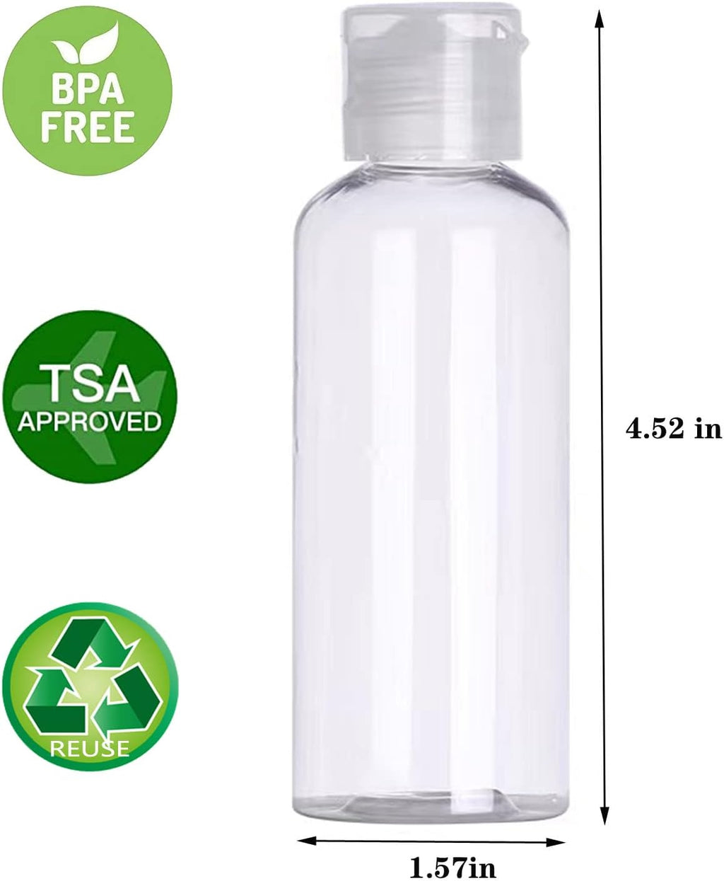 DNSEN 5 Pack 3.4oz Empty Plastic Travel Bottles for Toiletries TSA Approved Leak Proof Clear Squeezable Travel Size Containers Travel Essentials Accessories